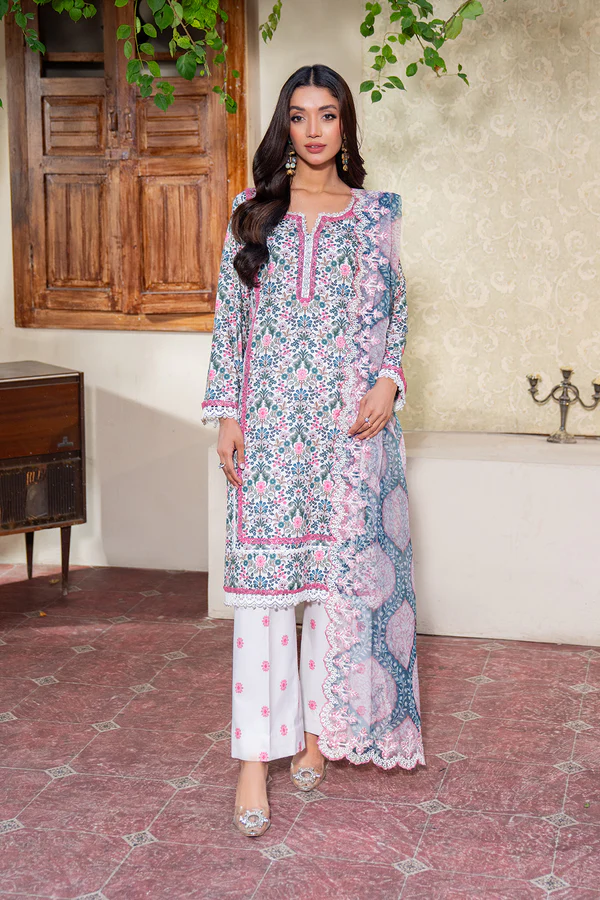 So Kamal Embroidered – UNSTITCHED 3 Pc Lawn Suit (Organza Dupatta)