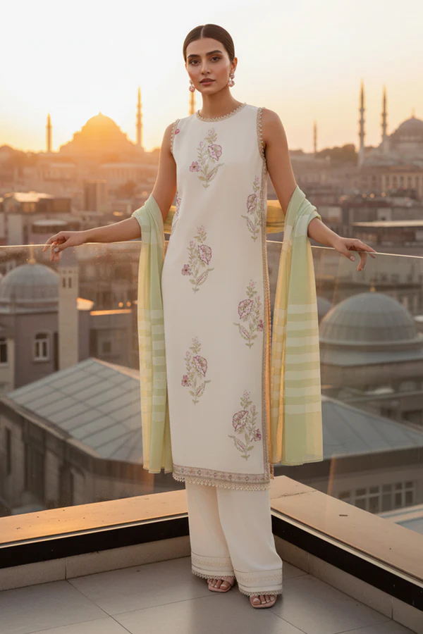 So Kamal Embroidered – UNSTITCHED 3 Pc Lawn Suit (Dyed Yarn Dupatta)