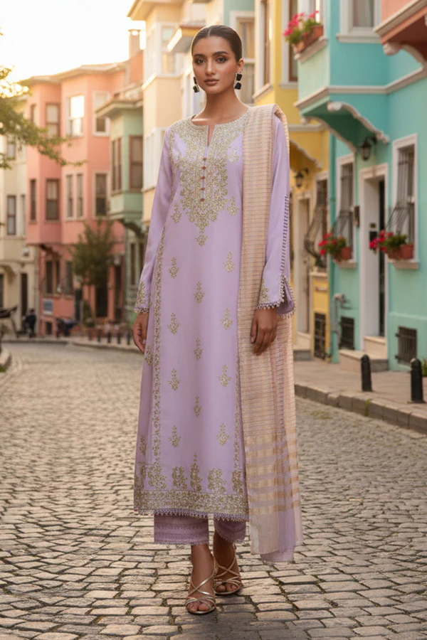 Embroidered – UNSTITCHED 3 Pc Lawn Suit Dyed Yarn Dupatta)